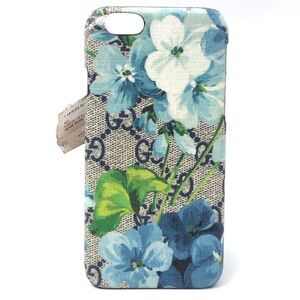 GUCCI Beige Blue Floral GG Monogram Logo Apple IPhone6 Phone Case NEW